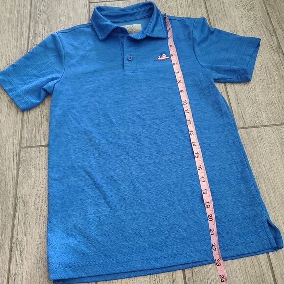 Ocean Coast boys blue short sleeve 3/4" button down lightweight collared shirt M - Picture 7 of 10